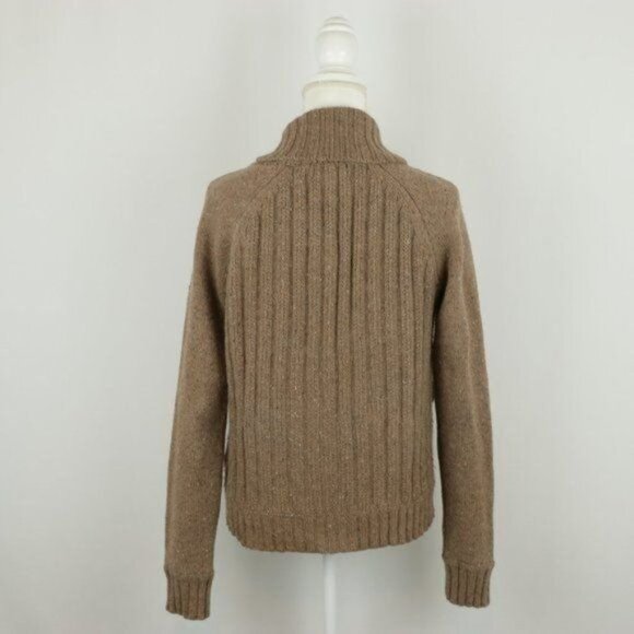 Eddie Bauer Women's Medium Brown Angora Blend Ribbed Button Up Cardigan - Picture 3 of 7